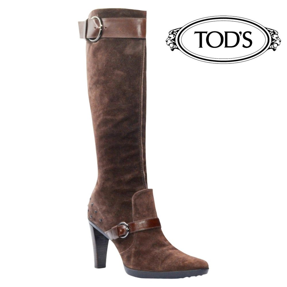 TODS - Brown Premium Suede Over Calf/Knee-High Boots - Classy - Size 9.5